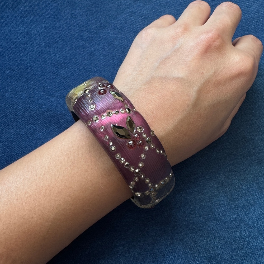 Alexis Bittar Crystal‎ Purple 
Studded Lucite Bangle